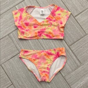 art class Pink and Orange Tie-Dye Kids Bikini